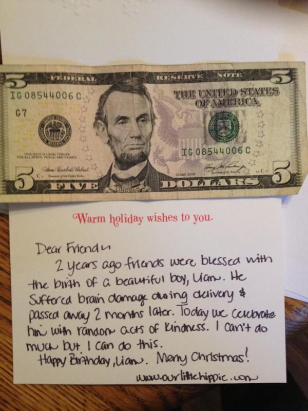 A friend from high school left this note for someone random, and introduced Liam to someone for the first time.